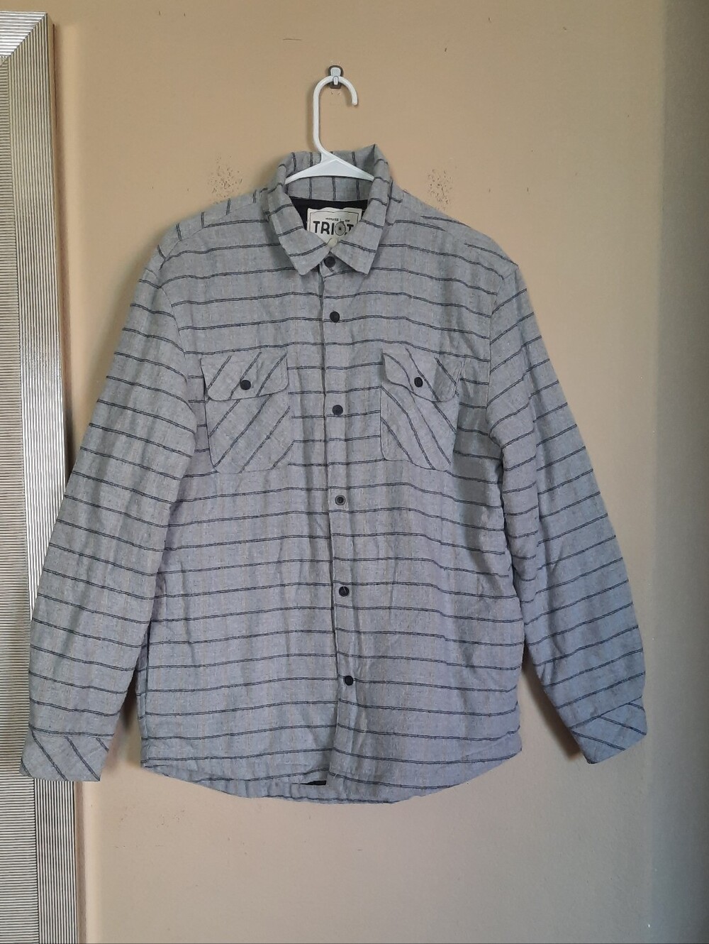 Gray Striped Lightweight Shirt Jacket
